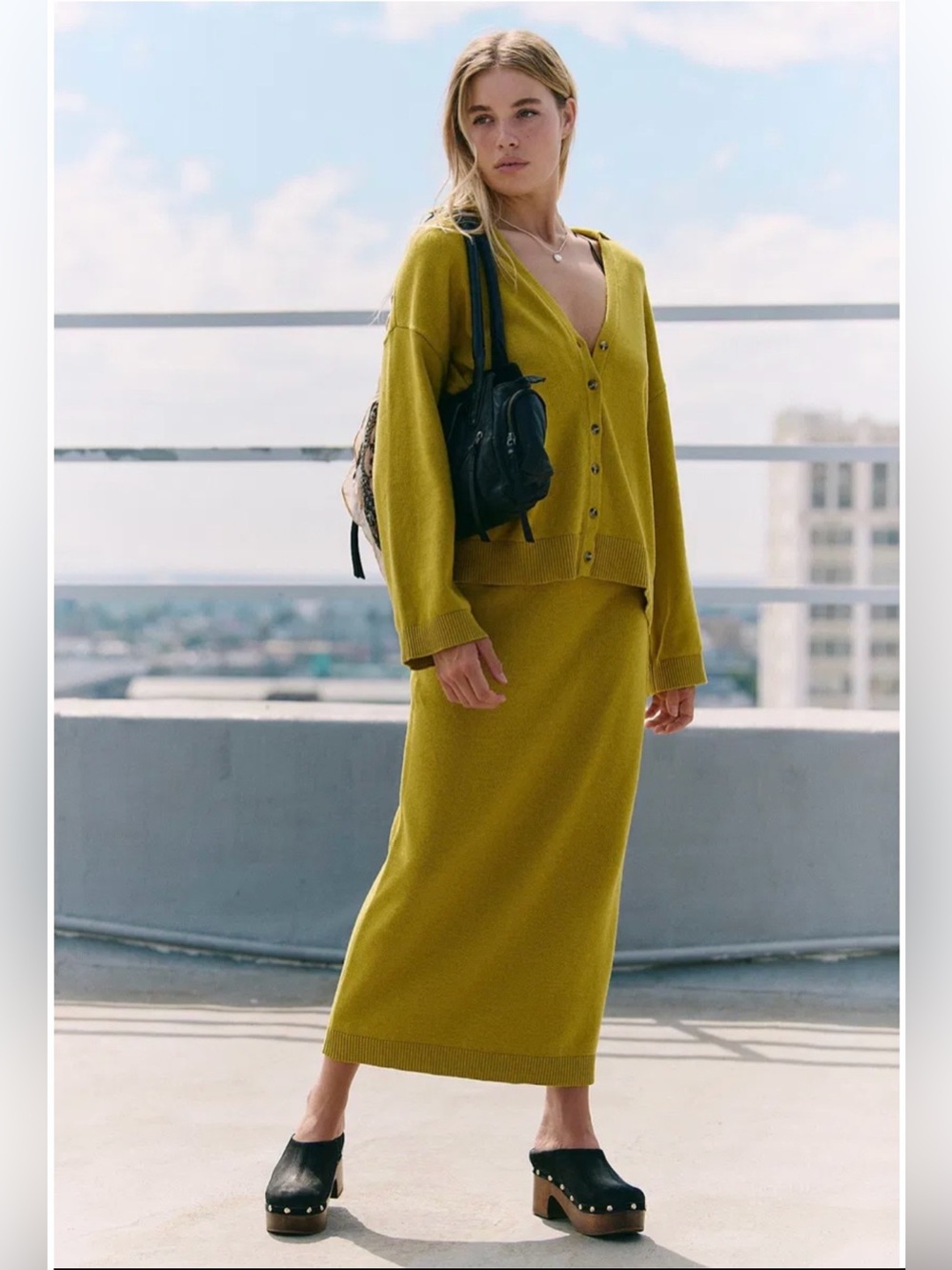 Free People Free-Est Gwenna Cardigan-Skirt Set in Golden Palm